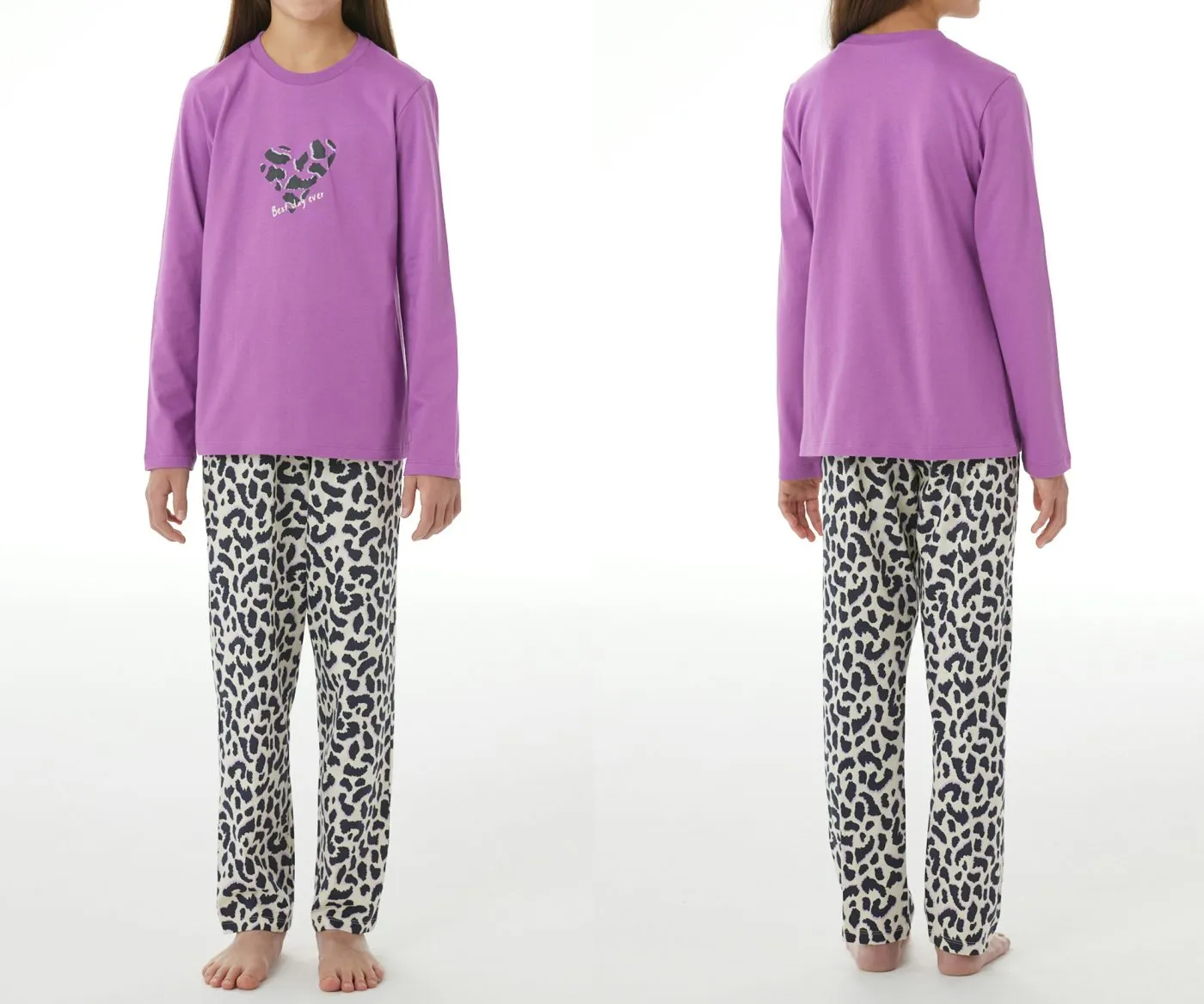 SCHIESSER Mädchen Schlafanzug lang Nightwear Animalprint - Rot