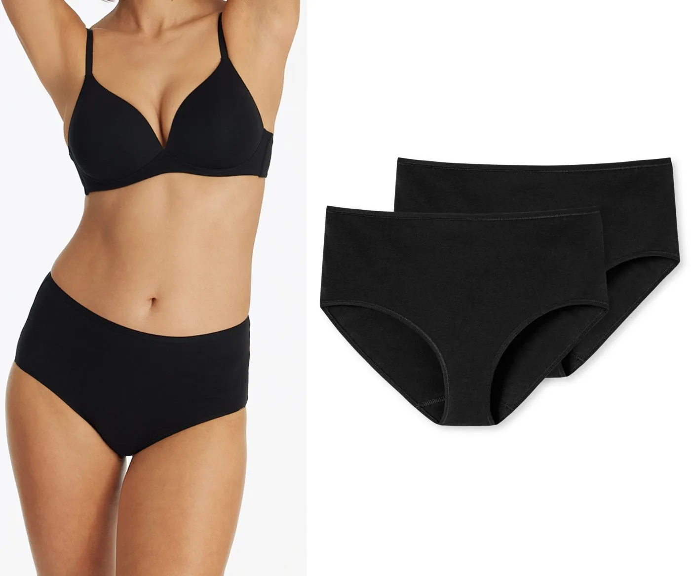 SCHIESSER Damen 2PACK Midi 95/5 - Schwarz