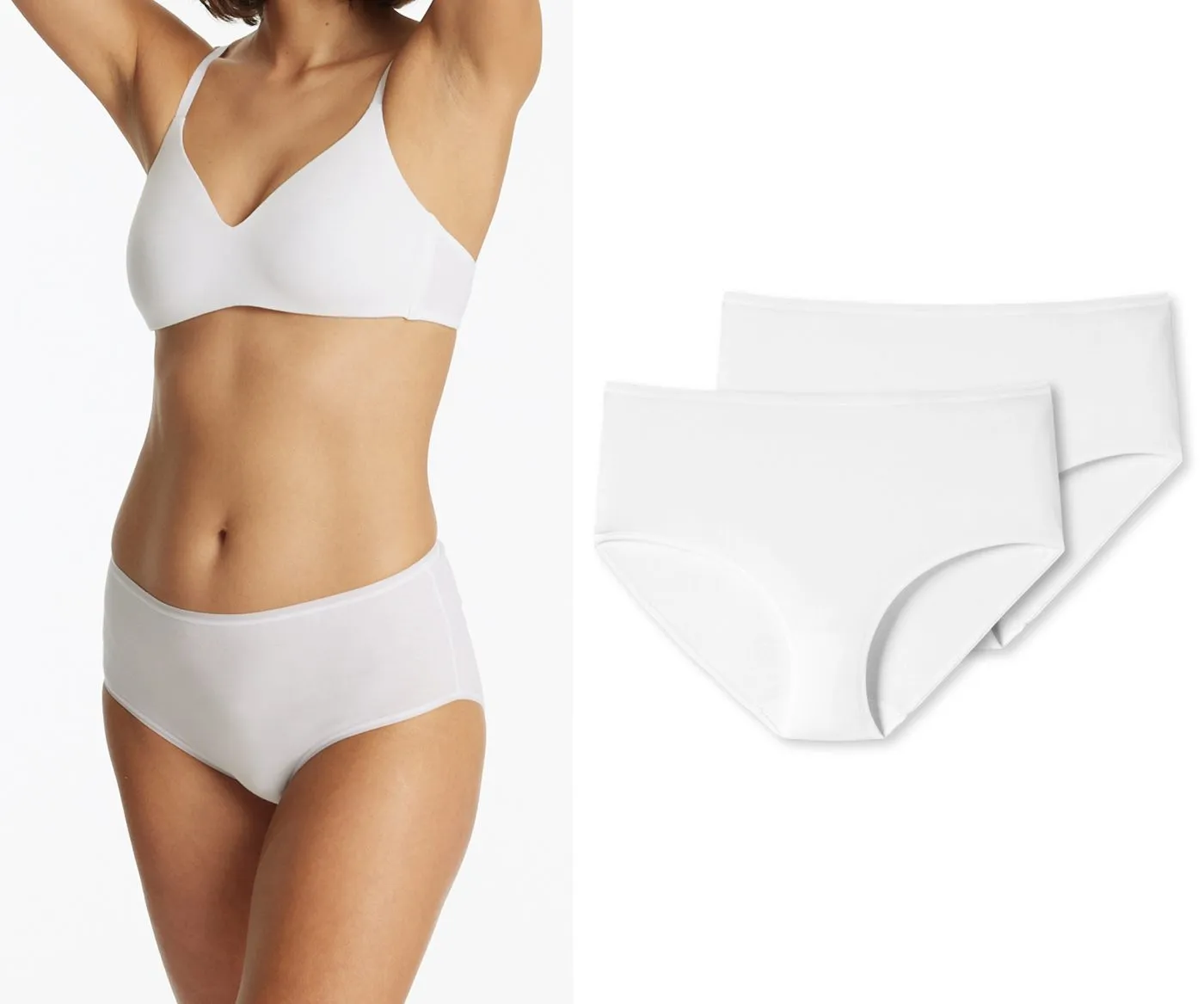 SCHIESSER Damen 2PACK Midi 95/5 - Weiß