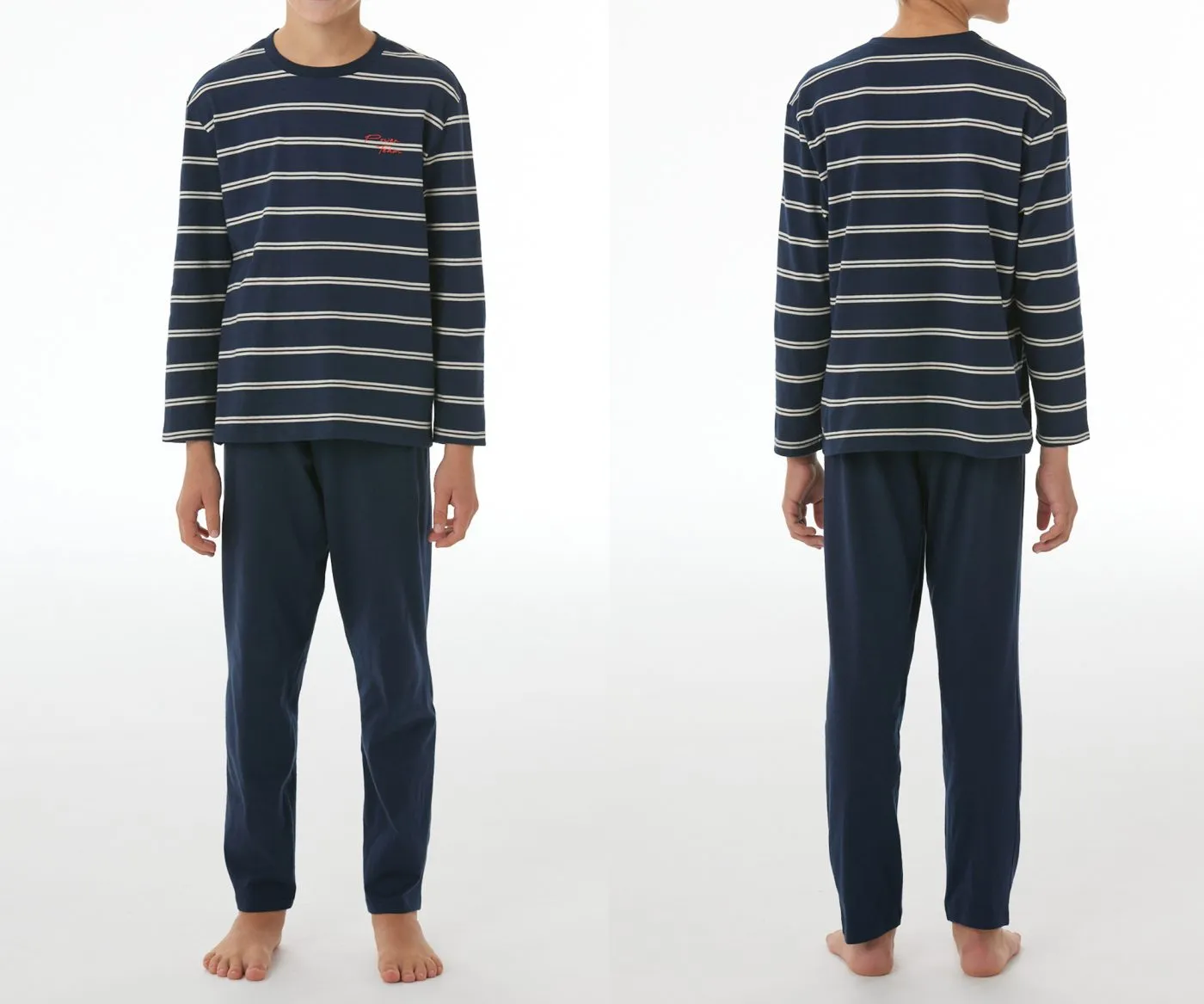 SCHIESSER Jungen-Schlafanzug lang Nightwear - Nachtblau/Weiß