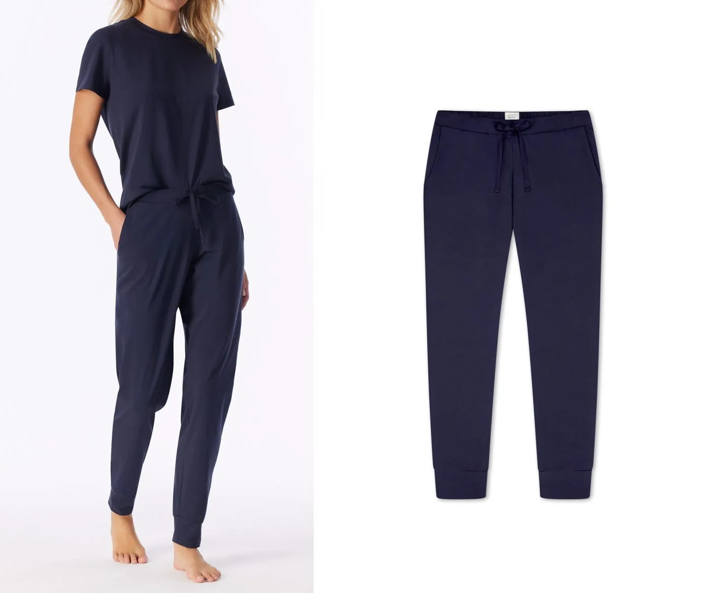 SCHIESSER Damen Loungehose Mix+Relax mit Bündchen - Dunkelblau