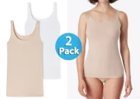 2er Pack Damen Spaghettitop SCHIESSER 95/5 - weiß und beige 2er Pack Damen Spaghettitop SCHIESSER 95/5 - weiß und beige