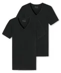 2er Pack Herren V-Shirt 1/2 SCHIESSER 95/5 - schwarz