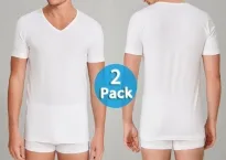 2er Pack Herren V-Shirt 1/2 SCHIESSER 95/5 - weiß