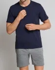 Männer Kurzarm Shirt 1/2 SCHIESSER Mix & Relax - dunkelblau
