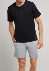 Männer Kurzarm Shirt 1/2 SCHIESSER Mix & Relax - schwarz