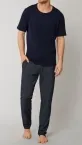 Schiesser Herren Loungehose Lang Mix & Relax - dunkelblau gemustert