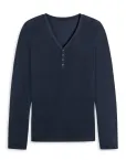 Damen Langarmshirt Knopfleiste Schiesser Mix & Relax - blau
