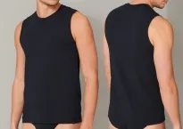 Herren Tank Top SCHIESSER Long Life Soft - blauschwarz