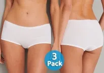 3er Pack Damen Shorts SCHIESSER Organic Cotton 95/5 - weiß