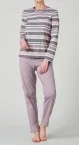 SCHIESSER Damen Langarm-Schlafanzug Sportive Stripes
