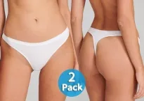 2er Pack Damen String SCHIESSER Organic Cotton 95/5 - weiß