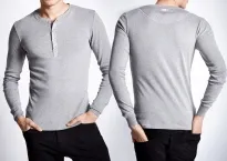 Männer Henley 1/1 Shirt Langarm SCHIESSER REVIVAL Karl-Heinz - grau meliert