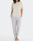 Damen T-Shirt SCHIESSER Mix & Relax - creme