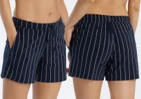 Damen Hose kurz SCHIESSER Mix & Relax - dunkelblau gestreift