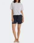 Damen Hose kurz SCHIESSER Mix & Relax - dunkelblau gestreift
