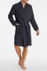 Herren Bademantel SCHIESSER Essentials Waffelpiqué-Optik - anthrazit