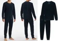 Langer Männer Schlafanzug SCHIESSER Warming Nightwear - nachtblau