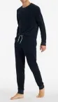 Langer Männer Schlafanzug SCHIESSER Warming Nightwear - nachtblau