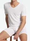 Herren kurzarm V-Shirt SCHIESSER Premium Cotton - weiß