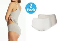 2er Pack Damen Midi-Slips SCHIESSER Modal Essentials - sand und grau-jaspe