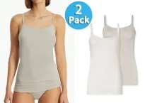 2er Pack Damen Spaghettitop SCHIESSER Modal Essentials - sand und grau-jaspe