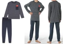 Jungen Schlafanzug Lang SCHIESSER Nightwear - dunkelblau graphit