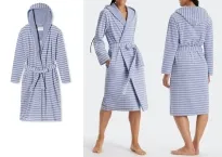 Womens bathrobe SCHIESSER Feather Terry - gray/white striped