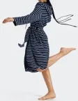 Damen-Bademantel SCHIESSER Feather Terry Navy/Weiß gestreift