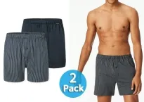 2er Pack Herren Boxershorts SCHIESSER Multipacks -blau + blau-weiß