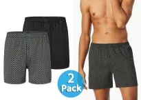 2er Pack Herren Boxershorts SCHIESSER Multipacks -Schwarz + Print