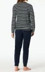 Langer Damenschlafanzug SCHIESSER Casual Essentials - Weiß / Blau