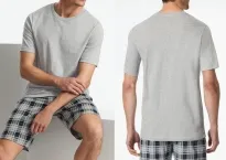 Herren T-Shirt SCHIESSER Mix+Relax - grau meliert