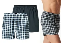 2er Pack Herren Boxershorts SCHIESSER Multipacks - blau-weiß + dunkelblau
