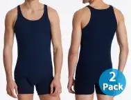 2er Pack Herren Unterhemden SCHIESSER Original Classics Doppelpack - Navy