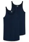 Zwei Herren-Unterhemden aus der SCHIESSER Serie Original Classics in weicher Feinripp-Qualität aus 100 % supergekämmter Baumwolle mit komfortabler Passform ohne Seitennähte. Farbe Navy