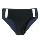 Black men's swim shorts from the SCHIESSER Aqua collection featuring a drawstring waistband, contrast stripes, inner lining and sporty Bade-Sir fit.