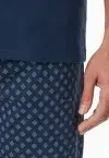 SCHIESSER Men's Casual Essentials Short Pajama Set with Patterned Shorts - Admiral Blue