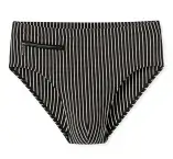 Schwarz-weiß gestreifte Herrenbadehose aus der SCHIESSER Aqua Kollektion mit Reißverschlusstasche, Kordelbund und elastischer Single-Jersey-Qualität.