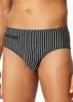 SCHIESSER Herren Bade-Slip Aqua mit Reißverschlusstasche - Schwarz/Weiß