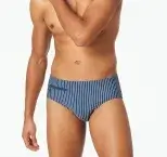 SCHIESSER Herren Badehose Aqua mit Reißverschlusstasche - Blau-Weiß Gestreift