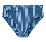 Blau-weiß gestreifte Herrenbadehose aus der SCHIESSER Aqua Kollektion mit Bindekordel, Reißverschlusstasche und elastischer Single-Jersey-Qualität.