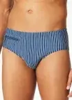 SCHIESSER Herren Badehose Aqua mit Reißverschlusstasche - Blau-Weiß Gestreift