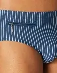 SCHIESSER Herren Badehose Aqua mit Reißverschlusstasche - Blau-Weiß Gestreift