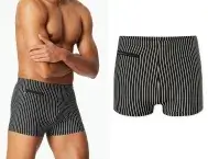 SCHIESSER Herren Badehose Aqua mit Bein und Reißverschlusstasche - Schwarz/Weiß