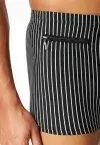 SCHIESSER Herren Badehose Aqua mit Bein und Reißverschlusstasche - Schwarz/Weiß