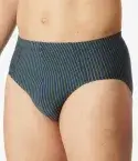 Herren Supermini-Slips im 3er-Pack aus der SCHIESSER Serie 95/5 mit softem Komfortbund, elastischer Single-Jersey-Qualität und moderner Passform in Dunkelblau sowie Grün-Blau gestreift.