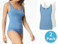 SCHIESSER Women's Modal Essentials Cami Top 2-Pack - Light Blue/Cream