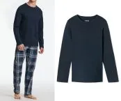 SCHIESSER Herren Langarmshirt Rundhals Mix+Relax - Blau
