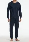 SCHIESSER Men's Long Pyjama Comfort Essentials - Dark Blue
